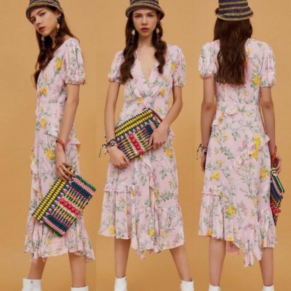 Zara Midi Floral Dress Size Medium